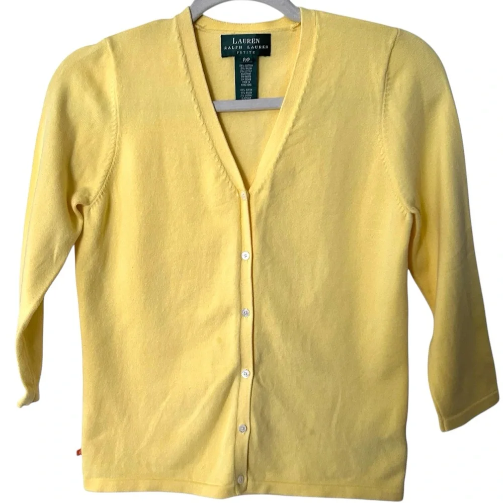 Ralph Lauren Petite Yellow Cardigan EUC sz MP